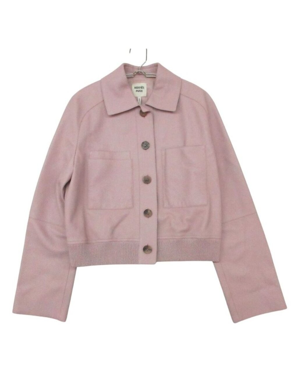 Hermes Jacket Deerskin Leather Cropped Short Length Pink 36